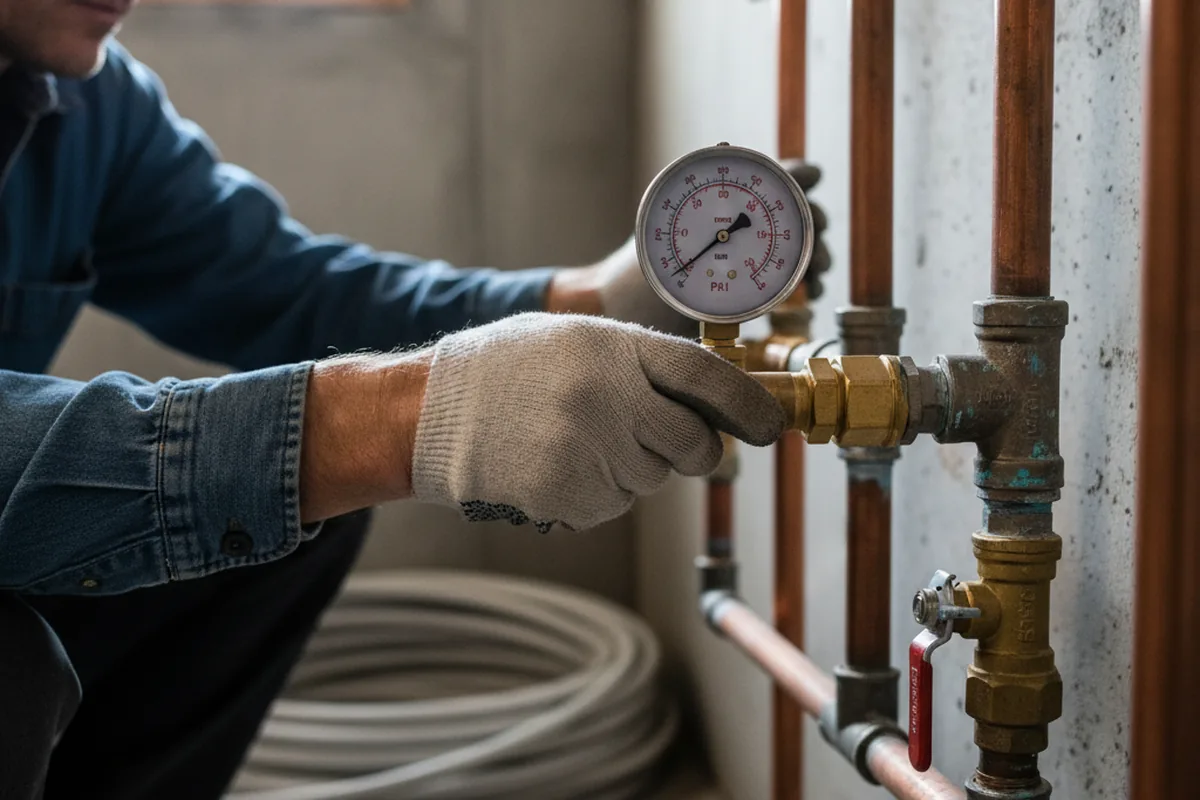 Pressure testing a repaired line during Water Line Repair in Granby